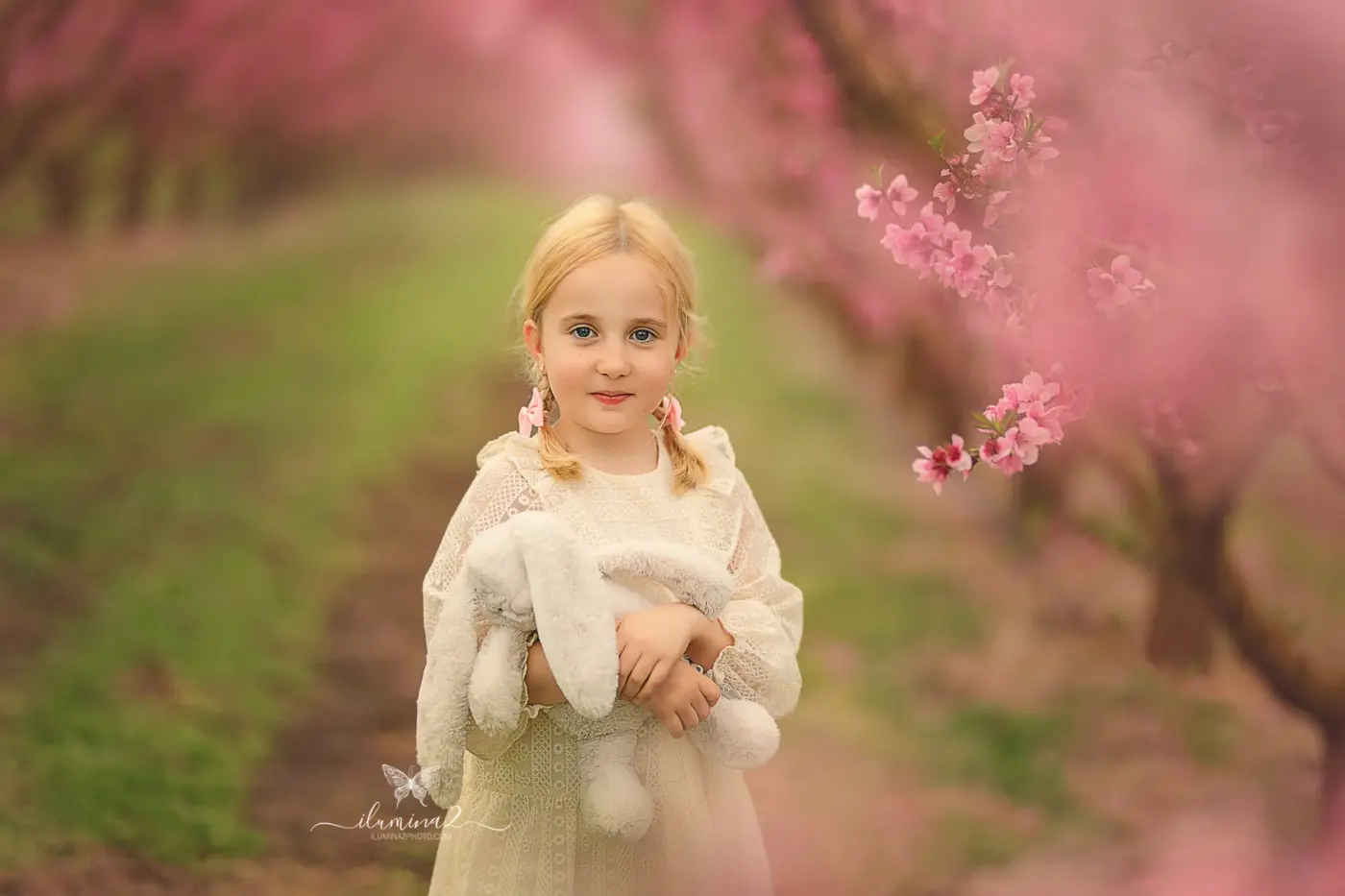 Sesiones de fotos en campos de melocotoneros en flor. Reportajes fotográficos en arboles frutales en Barcelona.