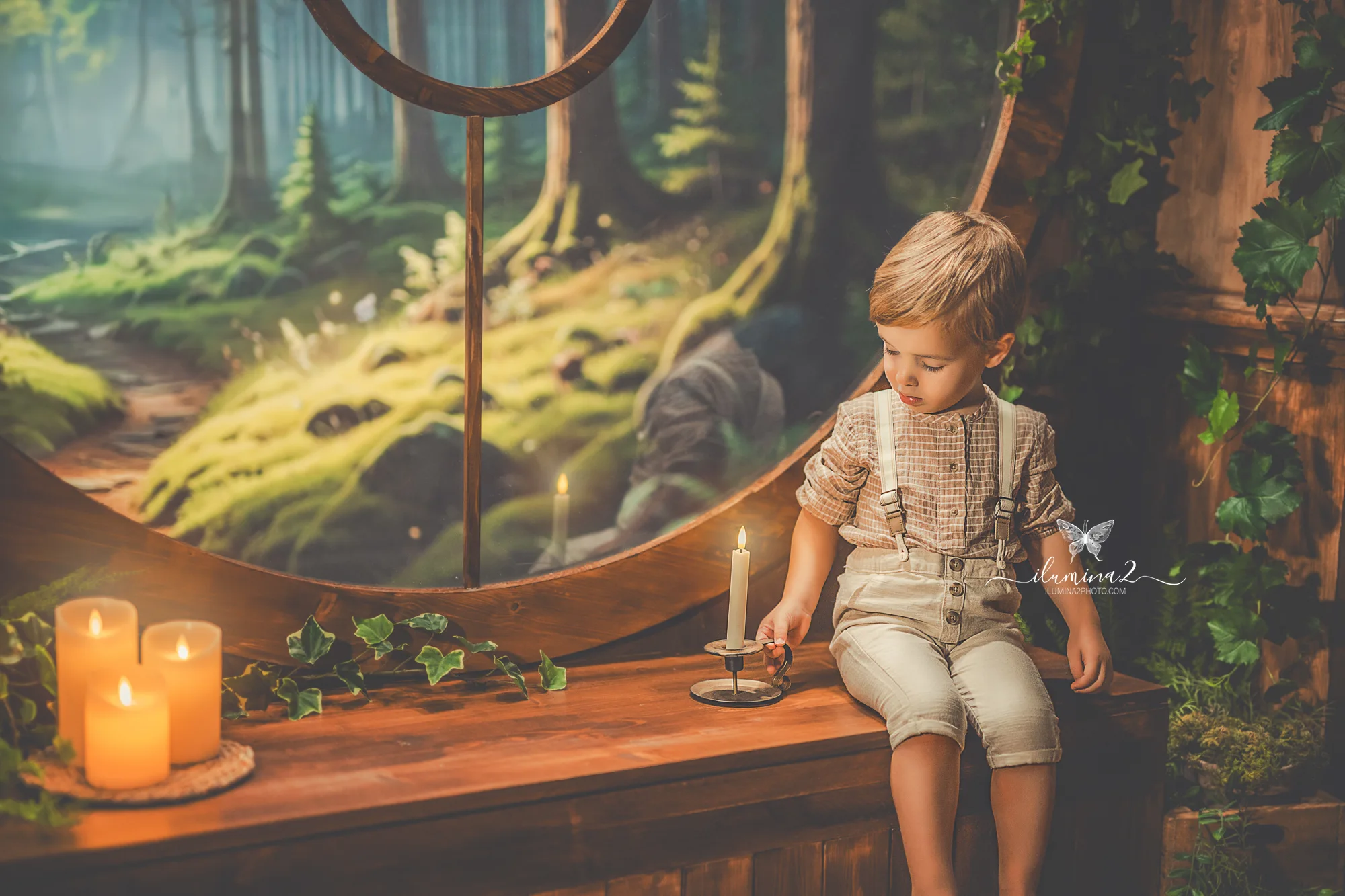 Fotografía de bebé con luces de Navidad en Ilumina2 Photo