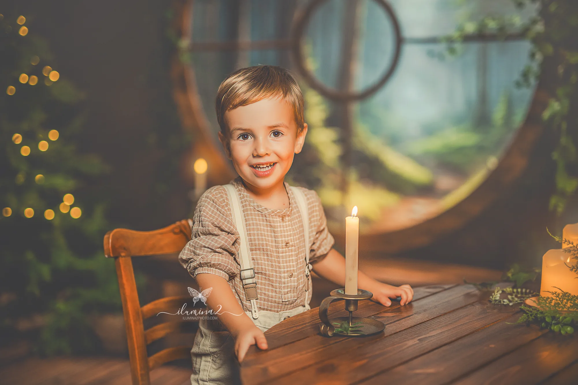 Retrato infantil en sesión de Navidad en Ilumina2 Photo