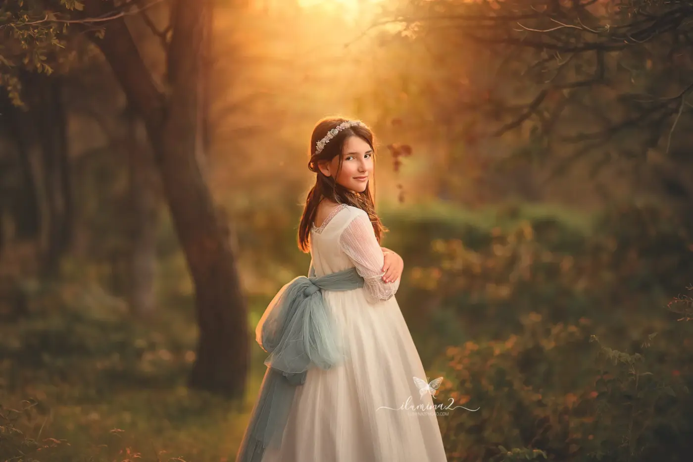 Sesión de fotos de primera comunión familiar en exterior