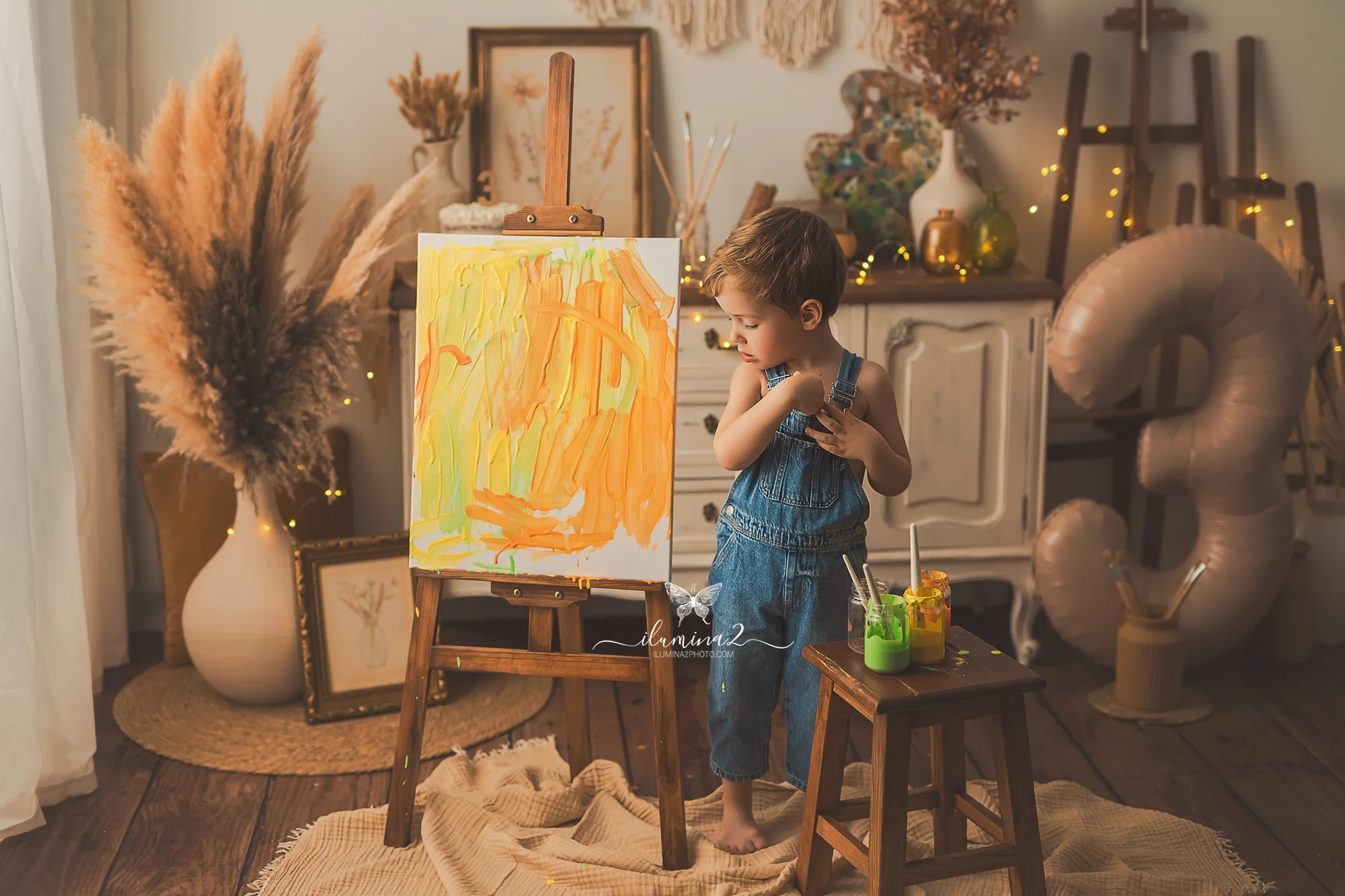 Sesión de fotos con pintura para celebrar el cumpleaños de los niños en Barcelona